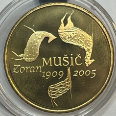 Золотая монета 100 евро "100 лет со дня рождения Зорана Музича" Словения, 2009г., Au 900, 7 г.