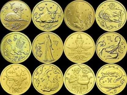 Золотая монета "Знаки зодиака", 25 рублей